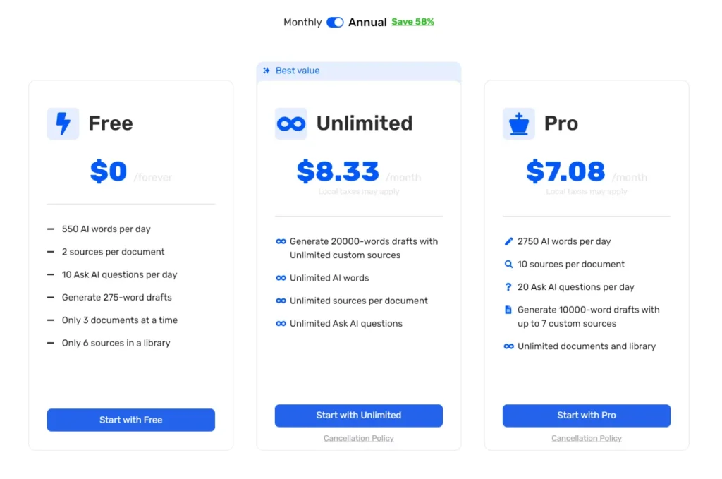 Textero.ai Pricing