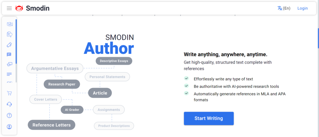 Smodin Multi lingual Writing Assistance as a Caktus AI Alternative