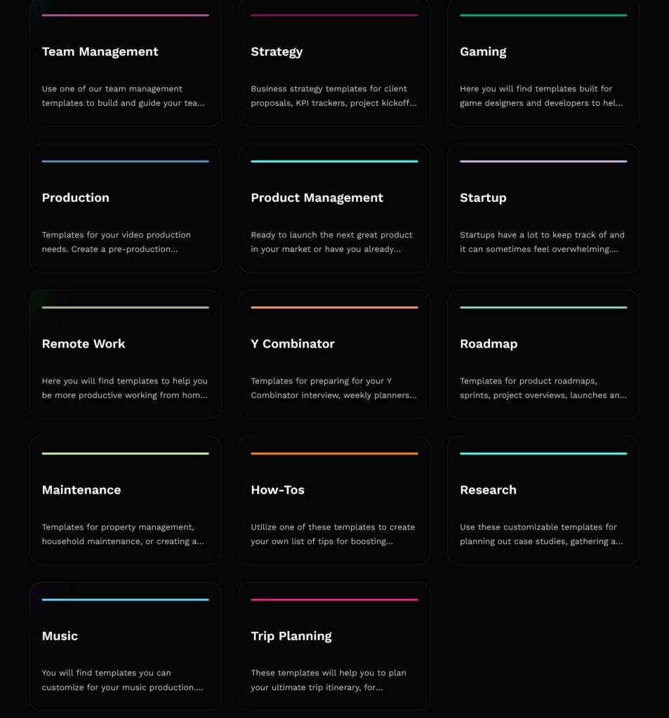 All Template Categories of Taskade 2