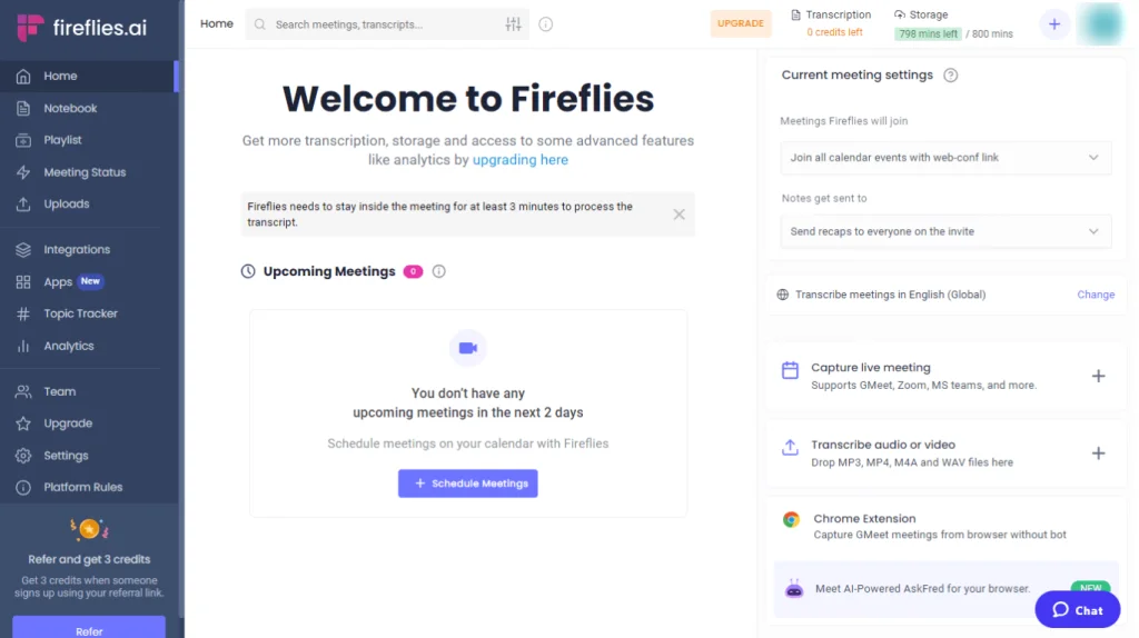 Fireflies. ai Interface